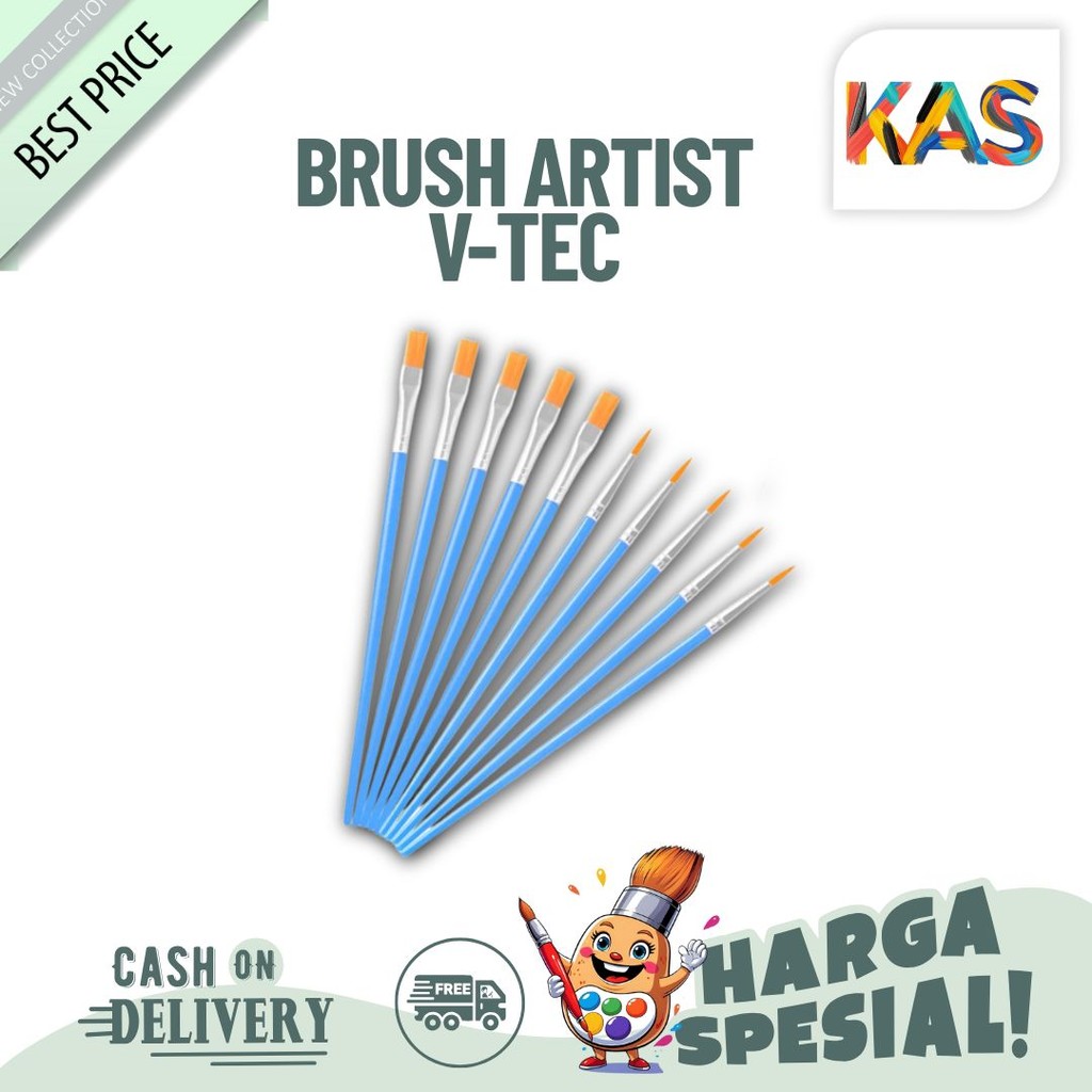 

Kuas Lukis Brush Artist V-Tec #1001 / Koas Melukis Vtec Ukuran No 0 , 00 dan 000 Kuas Round Satuan