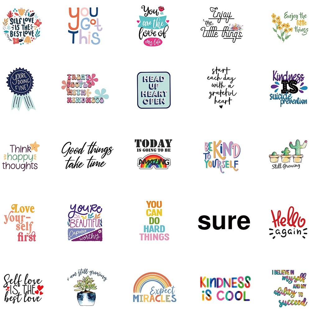 

Stiker Gaya Lucu Diy Alfabet Inggris Frasa Inspirasional untuk Papan Luncur/Buku Harian/Laptop/Sticker Helm Tahan Air Vinil/Hp Casing Stiker Tahan Air Berperekat