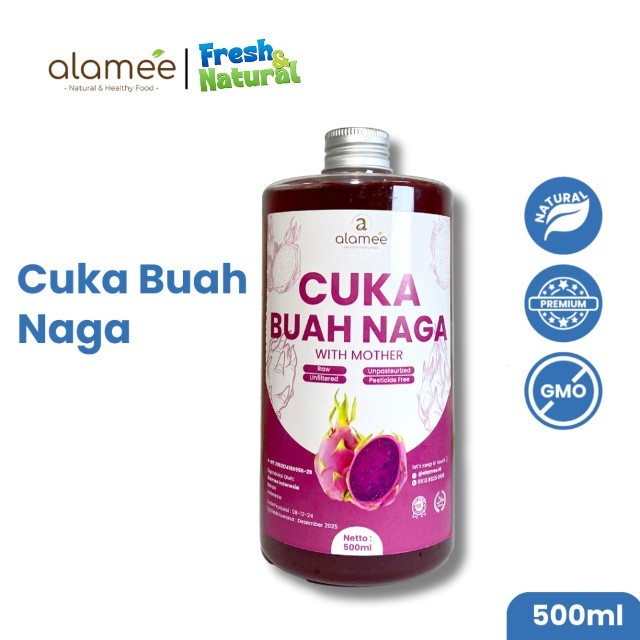 

ALAMEE Cuka Buah Naga Organik Dragon Fruit Cider Vinegar With Mother Fermentasi Probiotik 500ml fresh and natural
