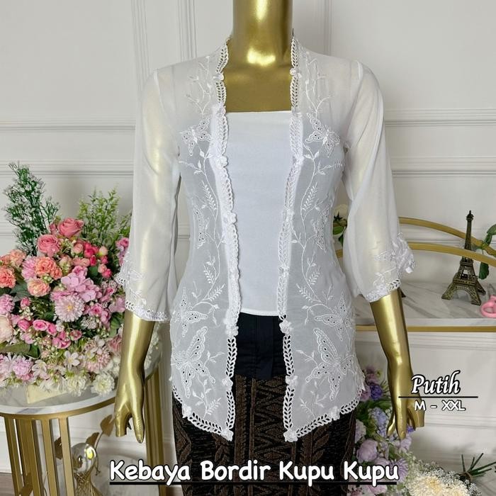 kebaya bali / kebaya bordir / kebaya jadi bordir / kebaya kartini - Putih