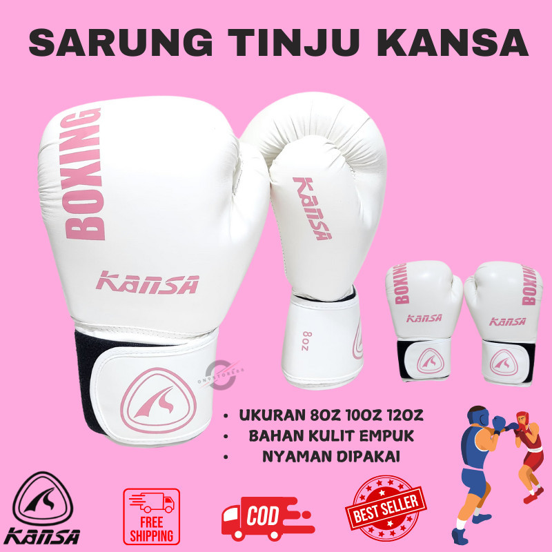 SARUNG TANGAN TINJU KANSA BOXING GLOVES KARATE MUAYTHAI DEWASA PU BREATHABLE