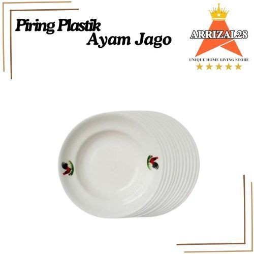 AFL (PAKET 12PCS) PIRING PLASTIK CAP AYAM JAGO PUTIH TEBAL & ANTI PECAH