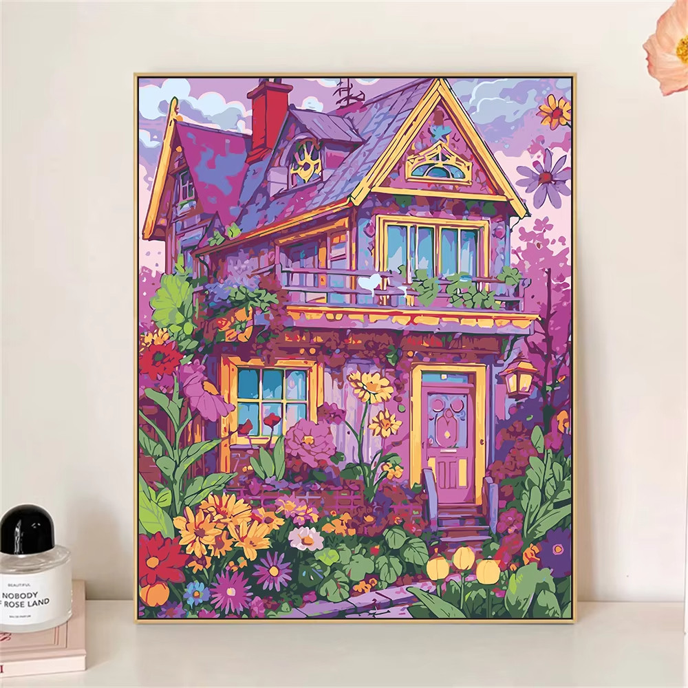 

MINISO DIY Oil Painting By Numbers Colored House Wall Decor Gifts Frameelss
