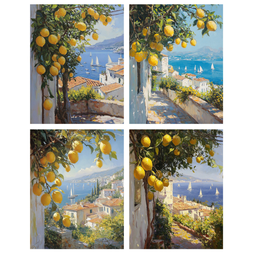 

Hand Painting Lemon and Sea Painting By Numbers Kit DIY Artwork Canva Art Home Decoration Gift