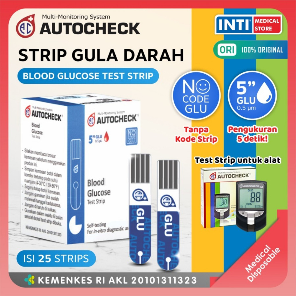 AUTOCHECK | Strip Pengecekan 3 In 1 | Strip Gula Darah Isi 25 Strip