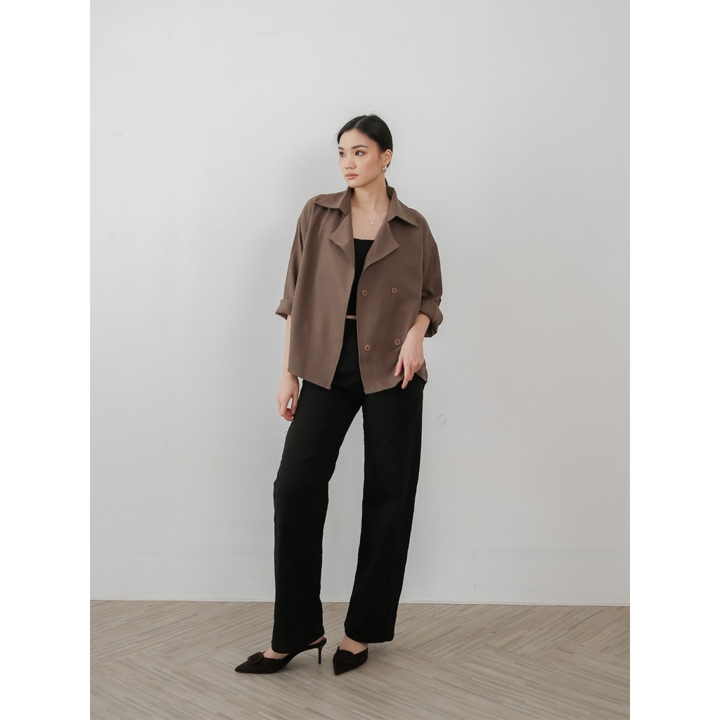 LAFORE - CC778 Min-Ah Semiwool Blazer | Blazer Kerja Wanita Kekinian Hijab Formal Casual Oversized