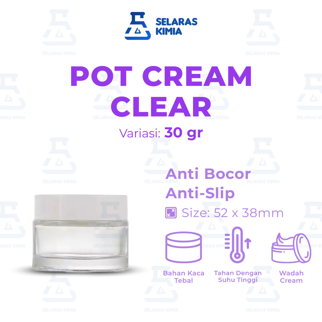 POT CREAM CLEAR 30ML / BOTOL POT CREAM BENING 30ML / POT GLASS 30ML CLEAR