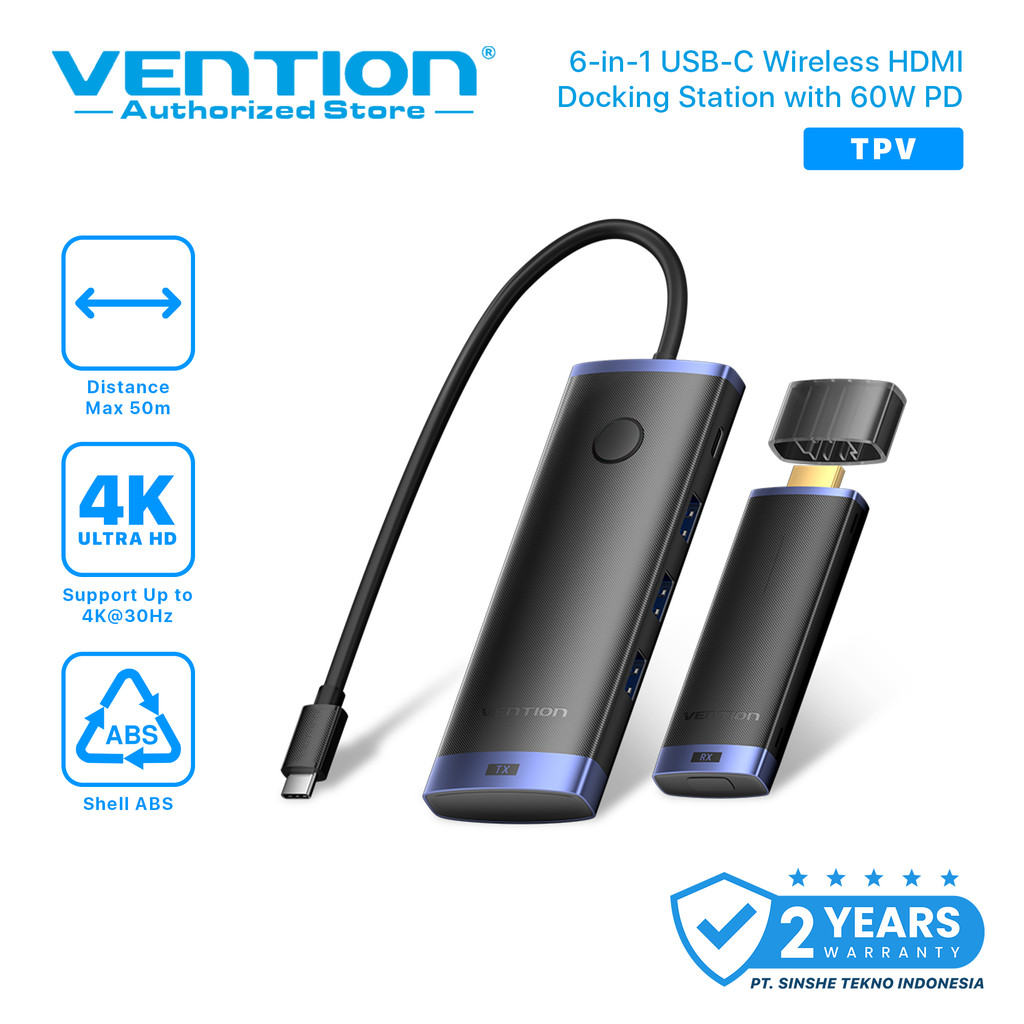 Vention 6in1 USB Type C Hub Docking Station Wireless HDMI 4K USB 3.0 PD 60W