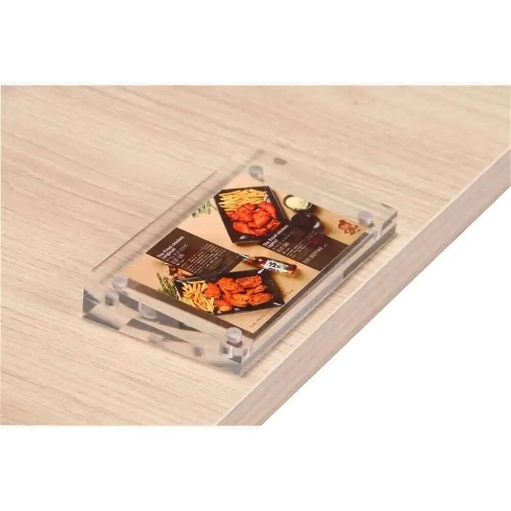 

10pcs Acrylic Trapezoidal Block Photo Frame Price Tag Sign Label Paper List Clip Magnetic Name Card Display Rack