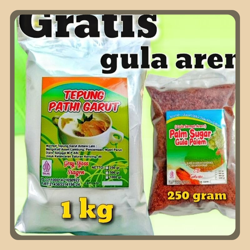 

Tepung pati garut asli kualitas premium 1 kg gratis gula aren bubuk 250 gram [BPOM]