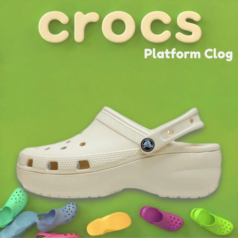 [COD] Original CROCS CLASSIC PLATFORM CLOG /Sandal Crocs Wanita CLASSIC PLATFORM CLOG Bone