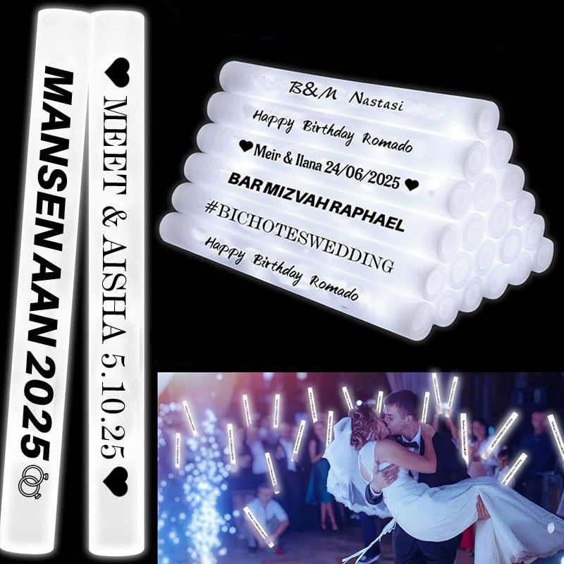 

Customized Glow Sticks White Led Foam Sticks 16" Light up Foam Sticks LED Cheer Batons Wedding Wand Glow in The Dark Flashing