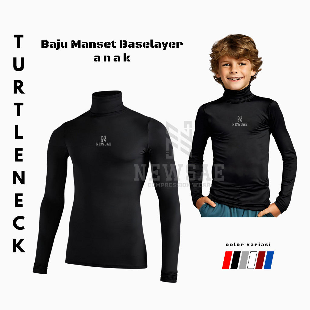 Manset anak laki laki lengan panjang / baju baselayer anak laki laki / manset olahraga anak