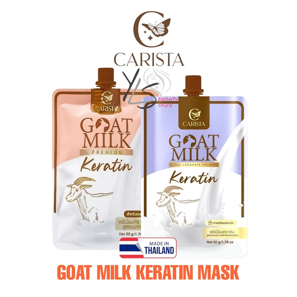 CARISTA GOAT MILK PREMIUM KERATIN EXTRA LONG HAIR MASK 50g - MASKER RAMBUT ORIGINAL THAILAND