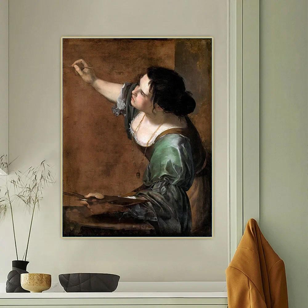 

Artemisia Gentileschi " Self-portrait as the Allegory of Painting " Canvas Oil Painting Aesthetics Picture Backdrop Home Decor