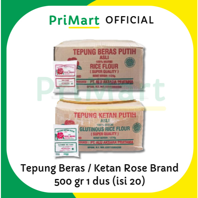 

Tepung Beras / Tepung Ketan Rose Brand 500 gram x 20 Bungkus Per Dus Karton