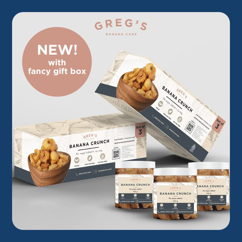

Set/3 jars Greg’s Banana Crunch 140gr