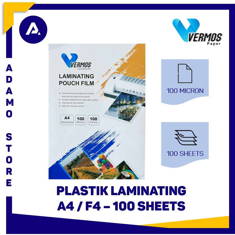 

Plastik Laminating A4 / F4 Vermos Laminasi Panas 100 Micron 100 Sheets