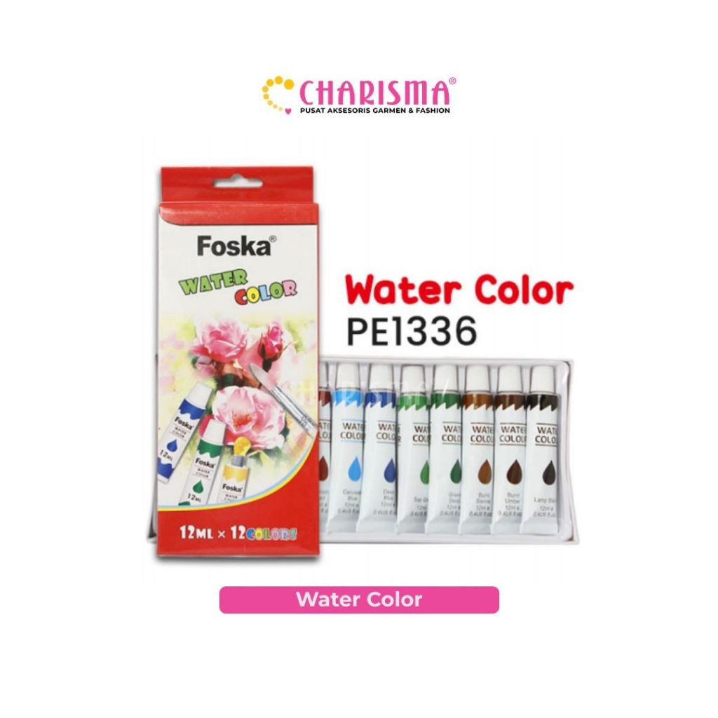 

Charisma Water Color Paint - Foska Water Color 12 Warna x 12ml Cat Air