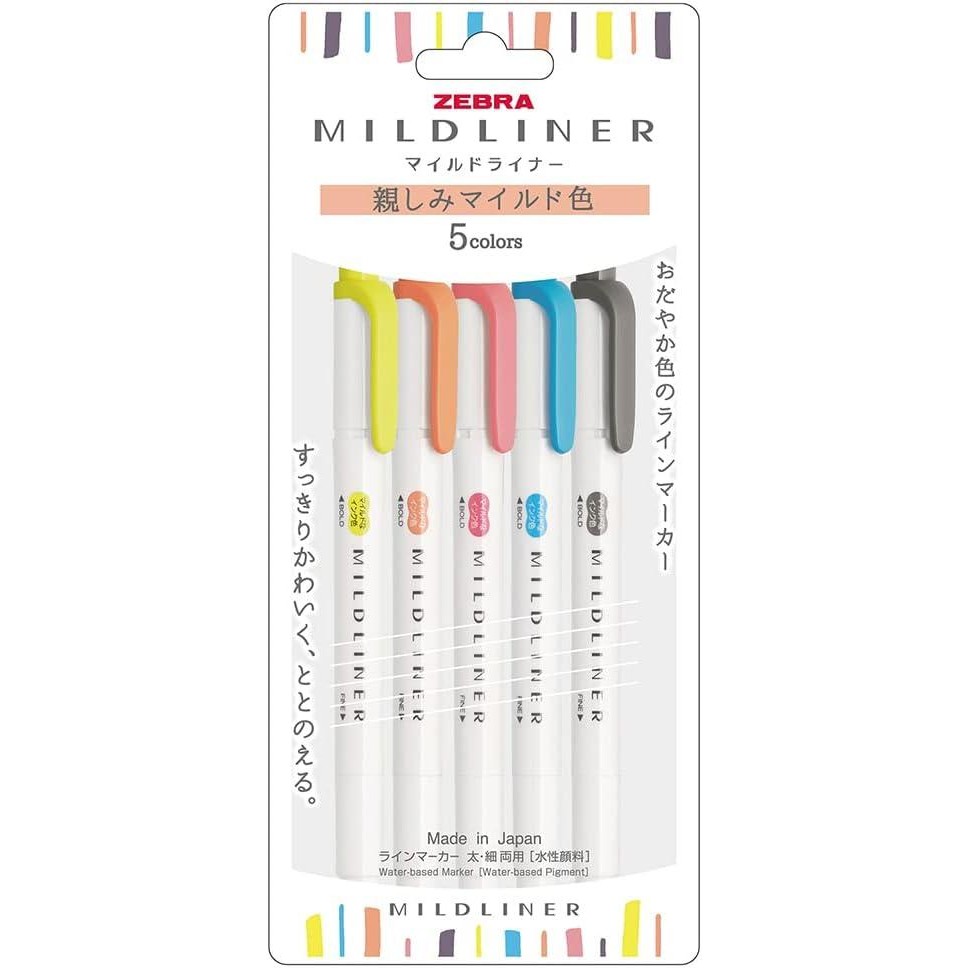 

Zebra Mildliner Gentle Natural Mild Colors Double Sided Highlighter - Friendly Set BEST SELLER