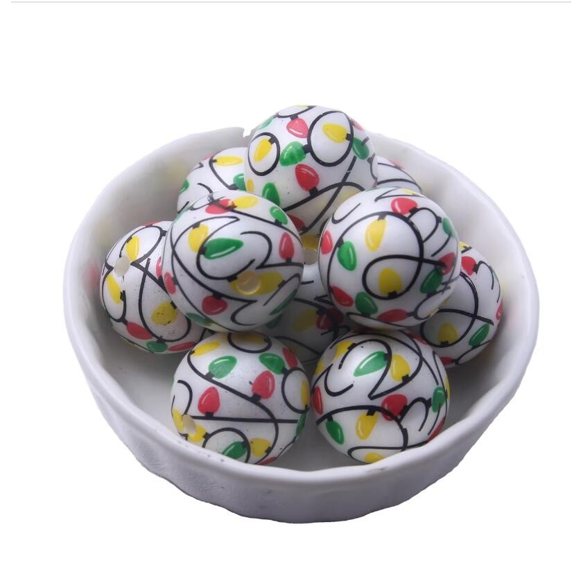 

OYKZA New Fashion 20mm 100pcs Acrylic Pearl Print Colorful Beads For Beaded Pen Making