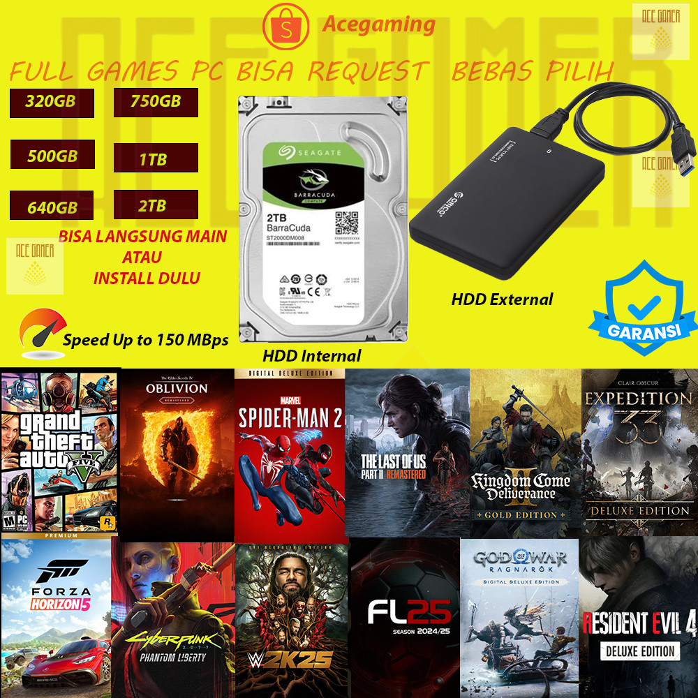 Hardisk HDD Game PC 2.5" 3.5" 320GB 500GB 640GB 750GB 1TB 2TB Internal External Garansi