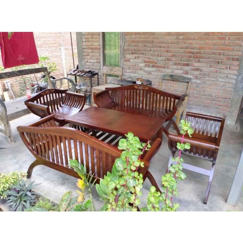 PROMO KURSI KAYU JATI Bangku Yuyu / model kursi tamu minimalis terbaru tahun 2022 / harga kursi sofa