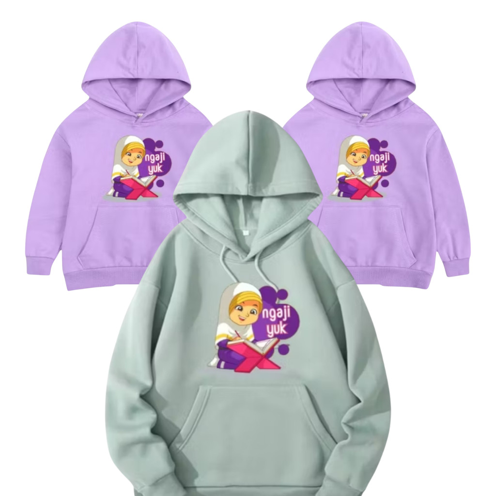 Hoodie Ngaji Yuk Anak Perempuan Jaket Gambar Ngaji Yuk Anak Sweater Anak Cewek Gambar Ngaji Yuk Terl