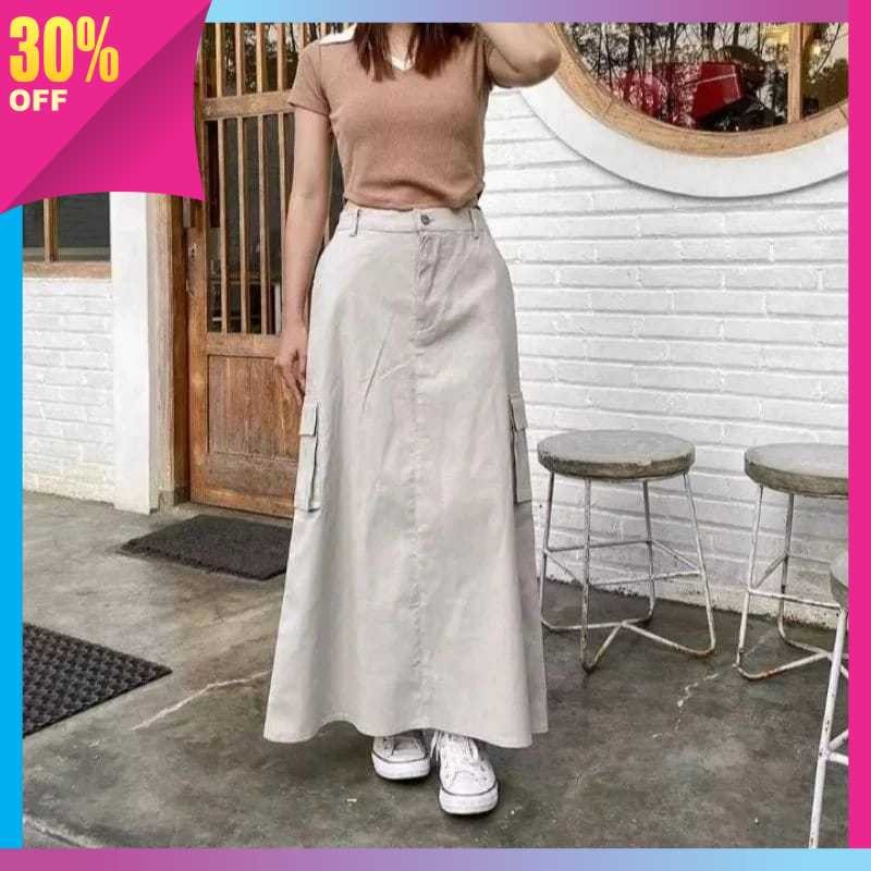 Rok Wanita Keren Bawahan Cantik / ROK CARGO WANITA PANJANG TERBARU | ROK KOREAN STYLE KEKINIAN | ROK