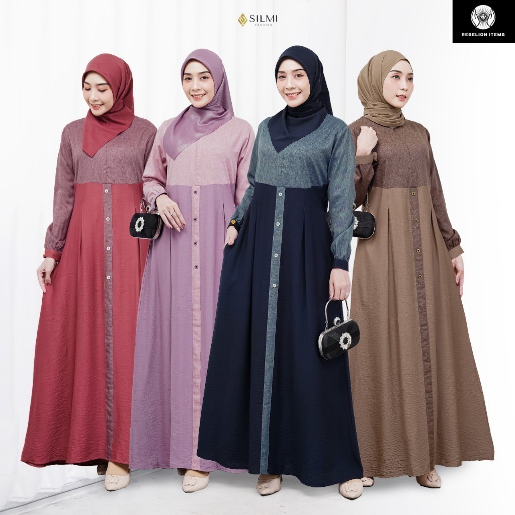 Silmi Official || Gamis Kondangan Elegan Simple || Erina Dress By Silmi || Baju Kondangan Simple Hij