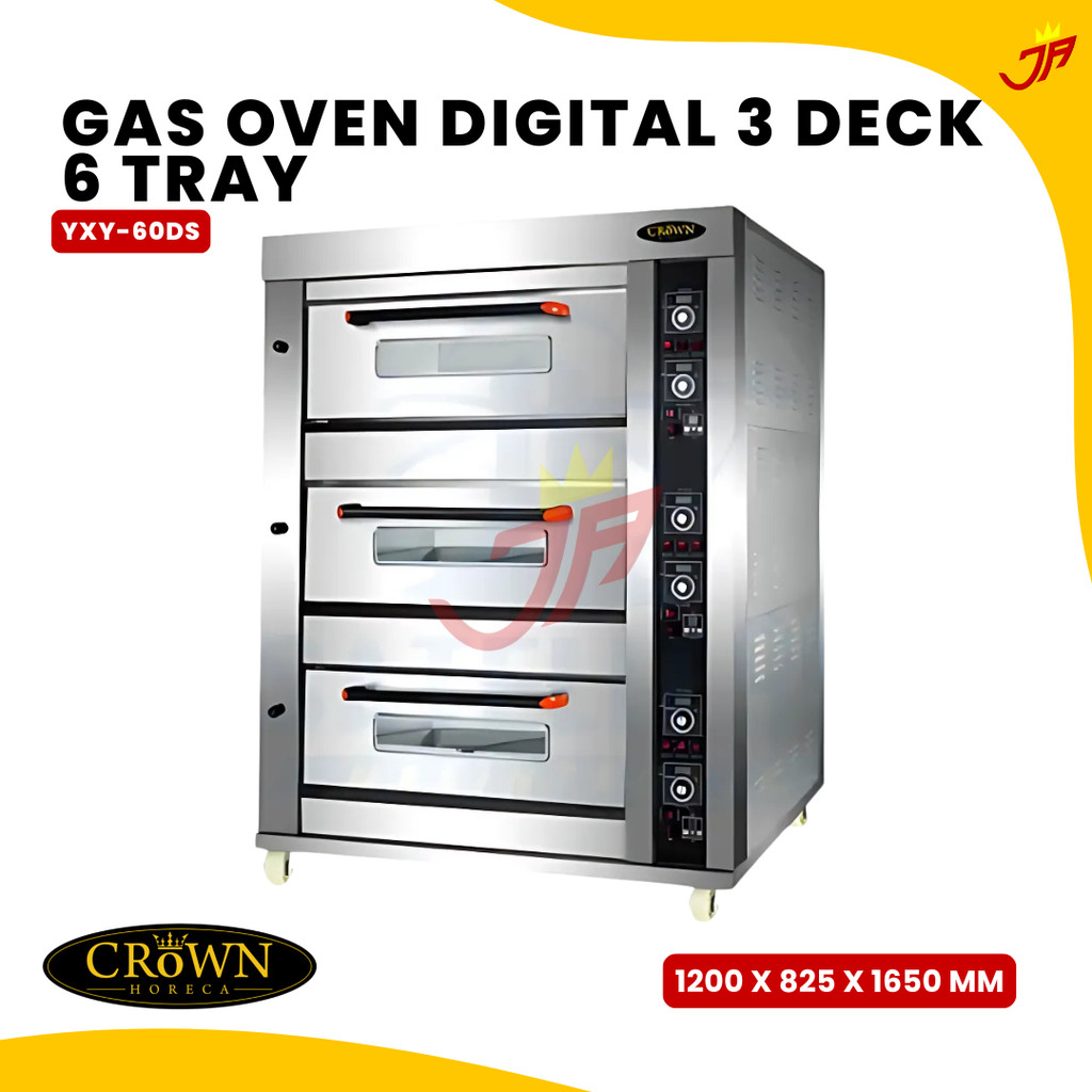 CROWN Gas Baking Oven 3 Deck 6 Tray YXY-60DS / Oven Roti Digital YXY-60DS