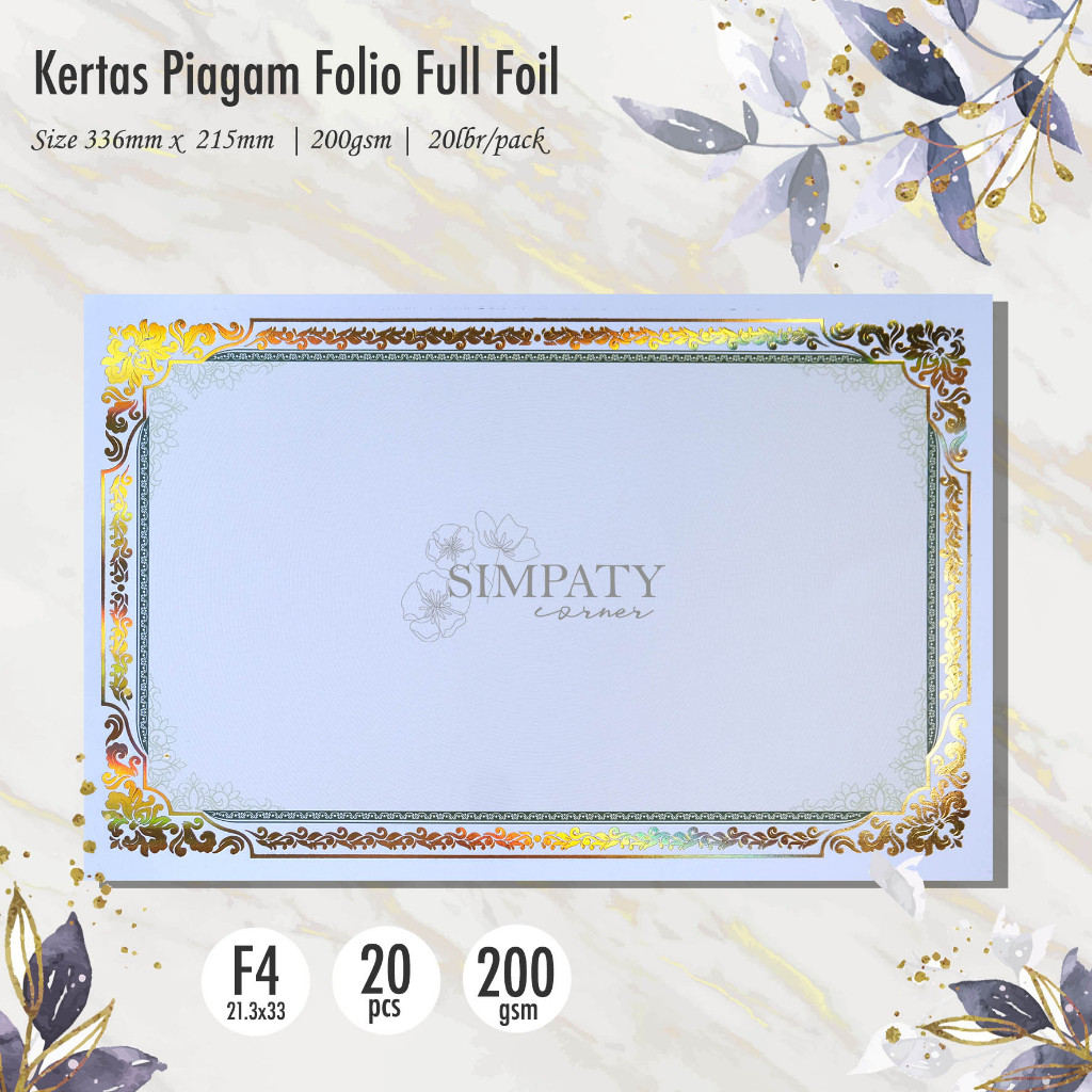 

KAYDEN STORE Blanko sertifikat / kertas piagam sertifikat folio simpaty full foil emas mewah