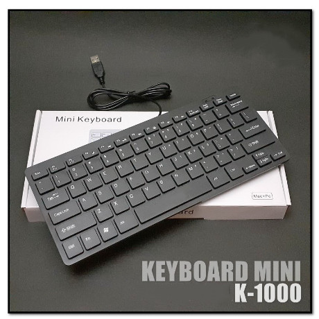 Keyboard kabel gaming komputer pc mini  silent tipis mini-Hitam/CO
