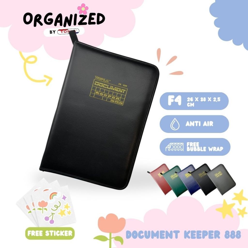 

Topla Map Dokumen Keeper kulit folder file organizer kertas berkas resleting ukuran folio anti air