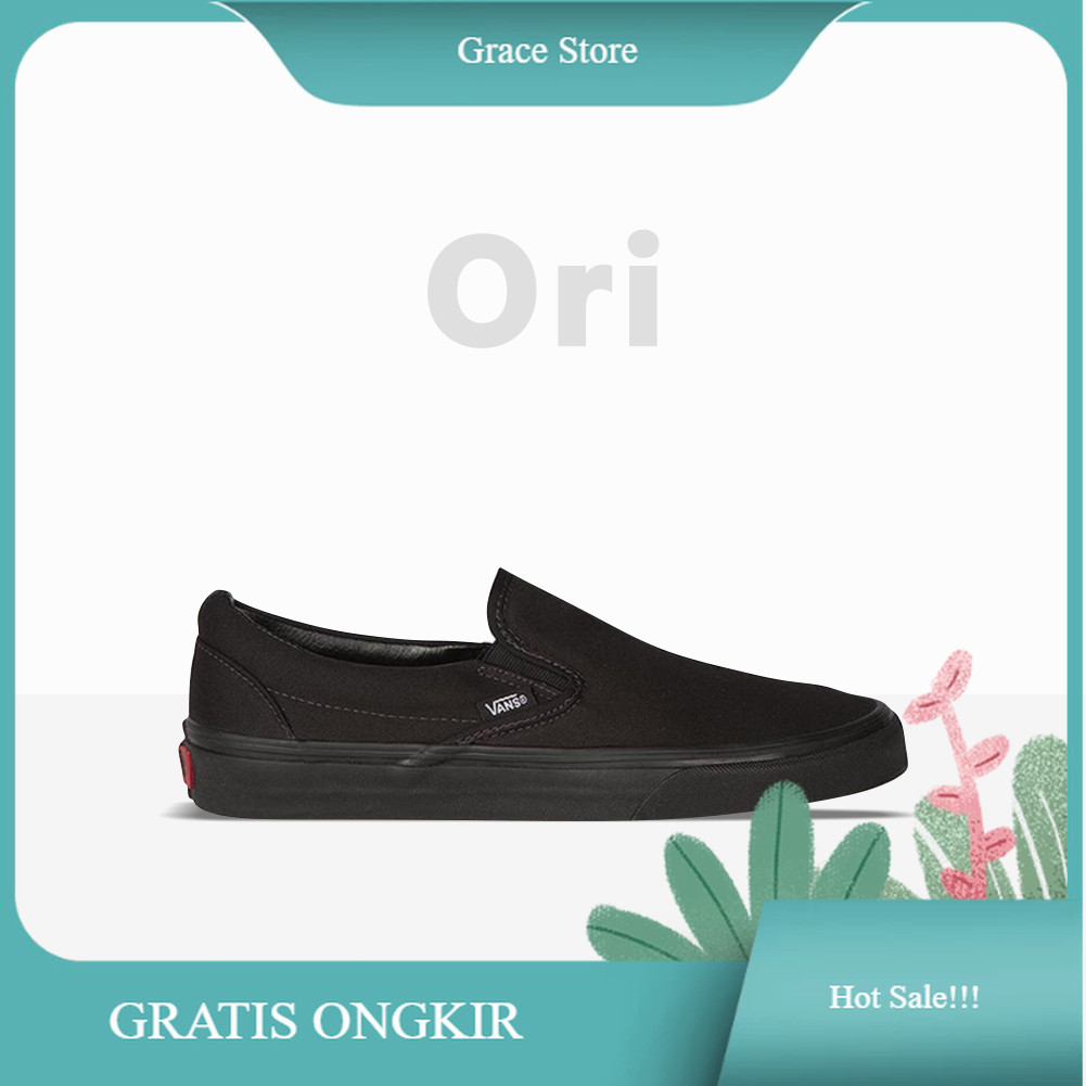 【GSTORE00】SALE Slip On Full Black Classic Original BNIB Global Market Waffle EVB Slipon Clasic Tripl