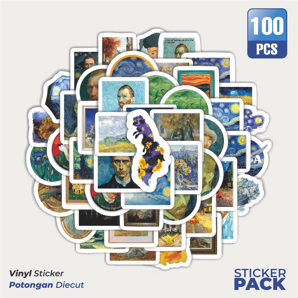 

Stiker Vinyl Sticker Lukisan Van Gogh Sticker Waterproof Aesthetic- Untuk Laptop, Motor, dan Helm - Paper Stationery Pack
