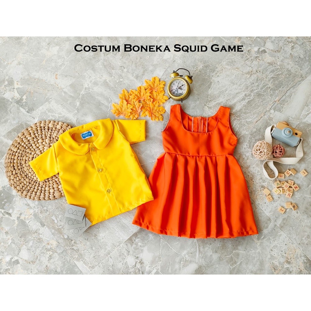 Baju Kostum Boneka Squid Game | Kostum Squid Game | Dress Squid Game | Kostum Anak Dan Dewasa