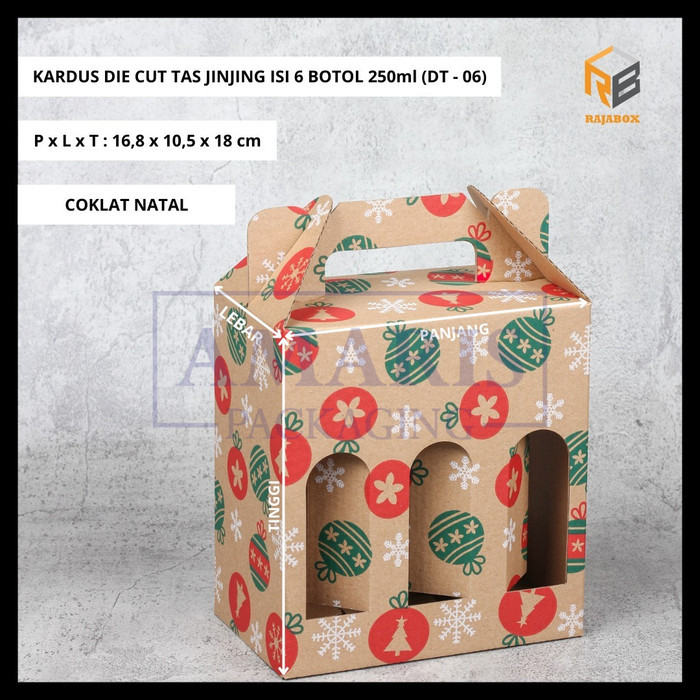 

DT-06 Kardus Die Cut Tas Jinjing Botol 250ml X 6 Isi 10 Pcs