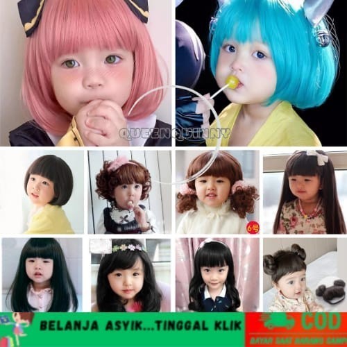 QC Rambut Palsu Anak Perempuan / Wig Anak / Aksesoris Rambut Bayi Anak Perempuan / Jaring Rambut Wig