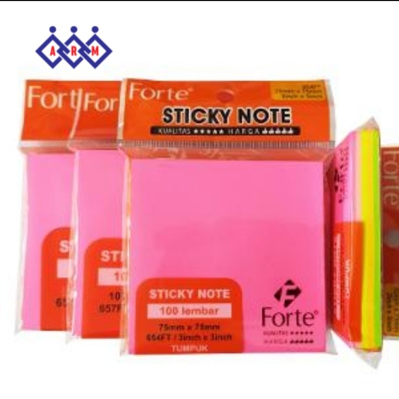 

Sticky Note Forte 654 WARNA 75*75mm (1pad) 20*5 warna + Best Seller