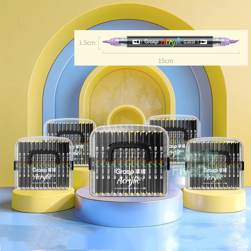 

D3W! Grasp Double head straight liquid head soft acrylic marker pen 84 warna waterproof dan