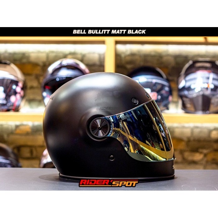 Helm Bell Bullitt Matte Black Full Face Retro Helmet Original Touring