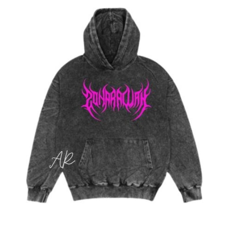 Washed Hoodie Metal Zonarawan Black Sandwash