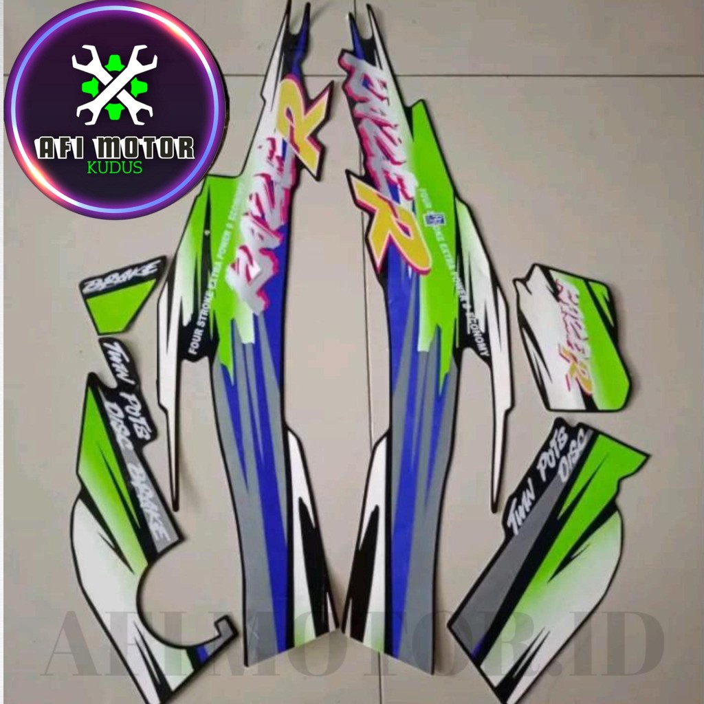 Striping Stiker Polet Motor KAWASAKI Kaze R 1995 1997  Hitam Lis Hijau Setiker Full Body Set Standar