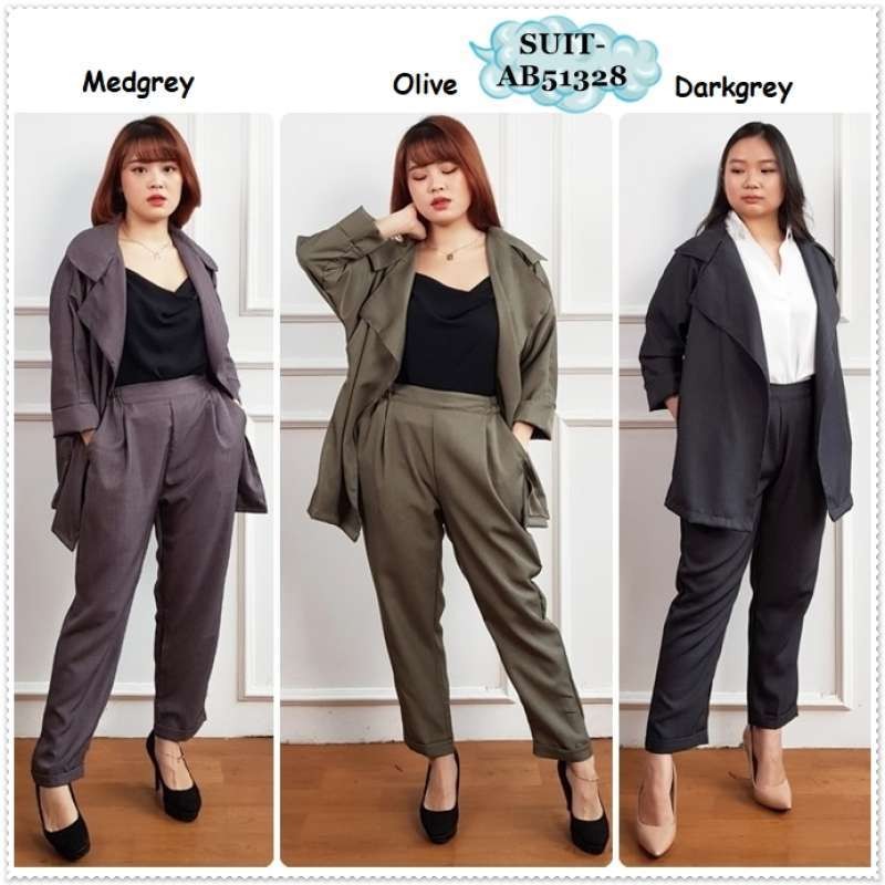AB51328 SET Setelan Blazer Celana Panjang Kulot Maxi Kerja Kantor Formal Wanita Korea Import