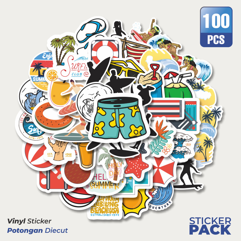 

Stiker Vinyl Stiker Hawaii Surfing Tropical Waterproof Aesthetic- Untuk Laptop, Motor, dan Helm - Paper Stationery Pack