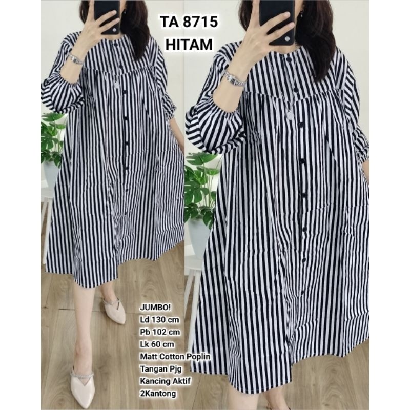 Tunik Salur Jumbo LD130 & XXL LD110 Cotton Poplin Babydoll TA 8715, TA 9037