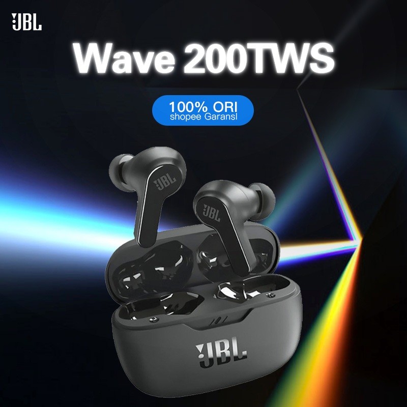 [100%Ori] Earphone Bluetooth JBL Wave 200TWS Wireless Earphone/TWS Bluetooth Full Bass JBL IP54 Wate