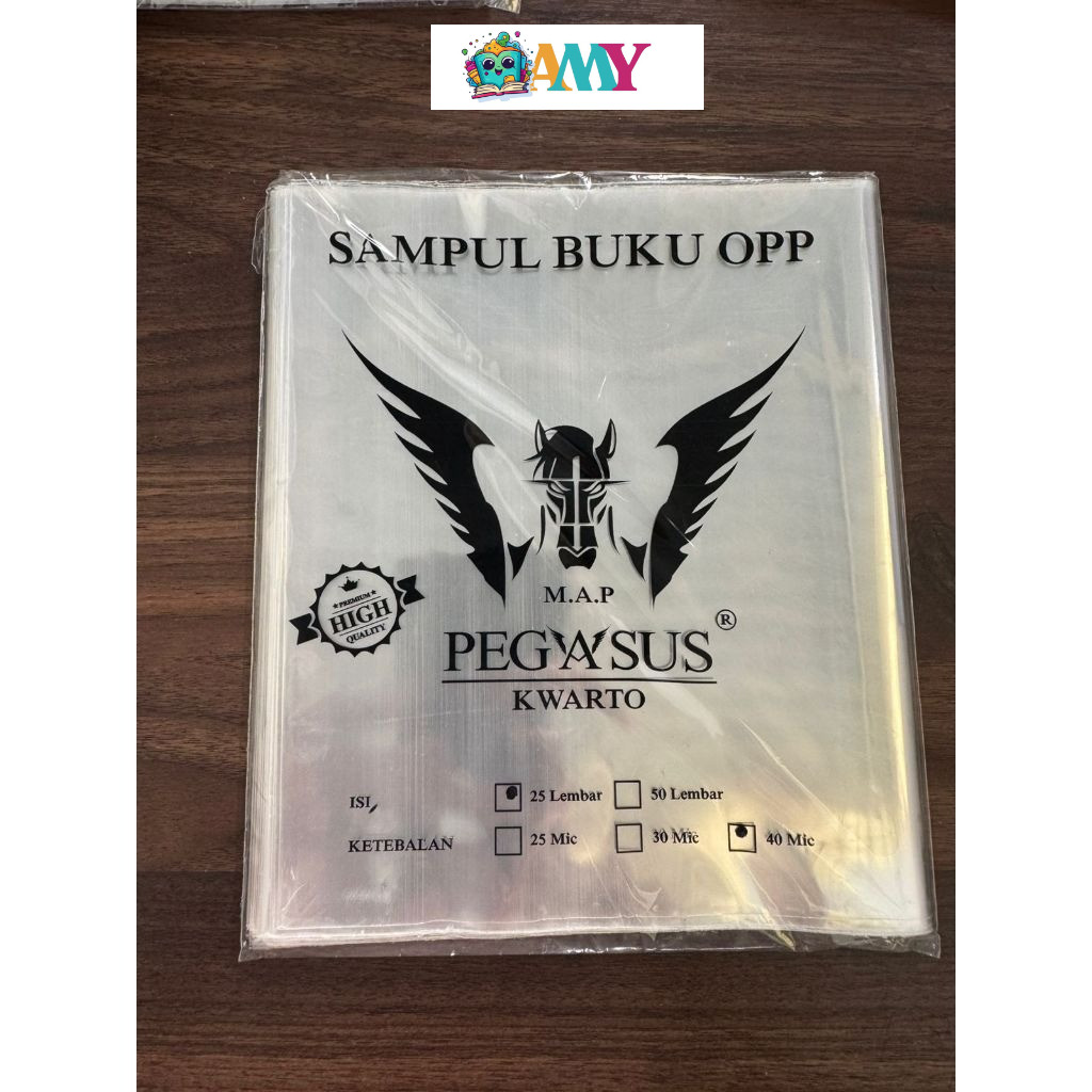 

M.A.P PEGASUS KWARTO SAMPUL BUKU OPP / SAMPUL PLASTIK OPP TEBAL UKURAN KWARTO ISI 25 LEMBAR Amy Stasionary