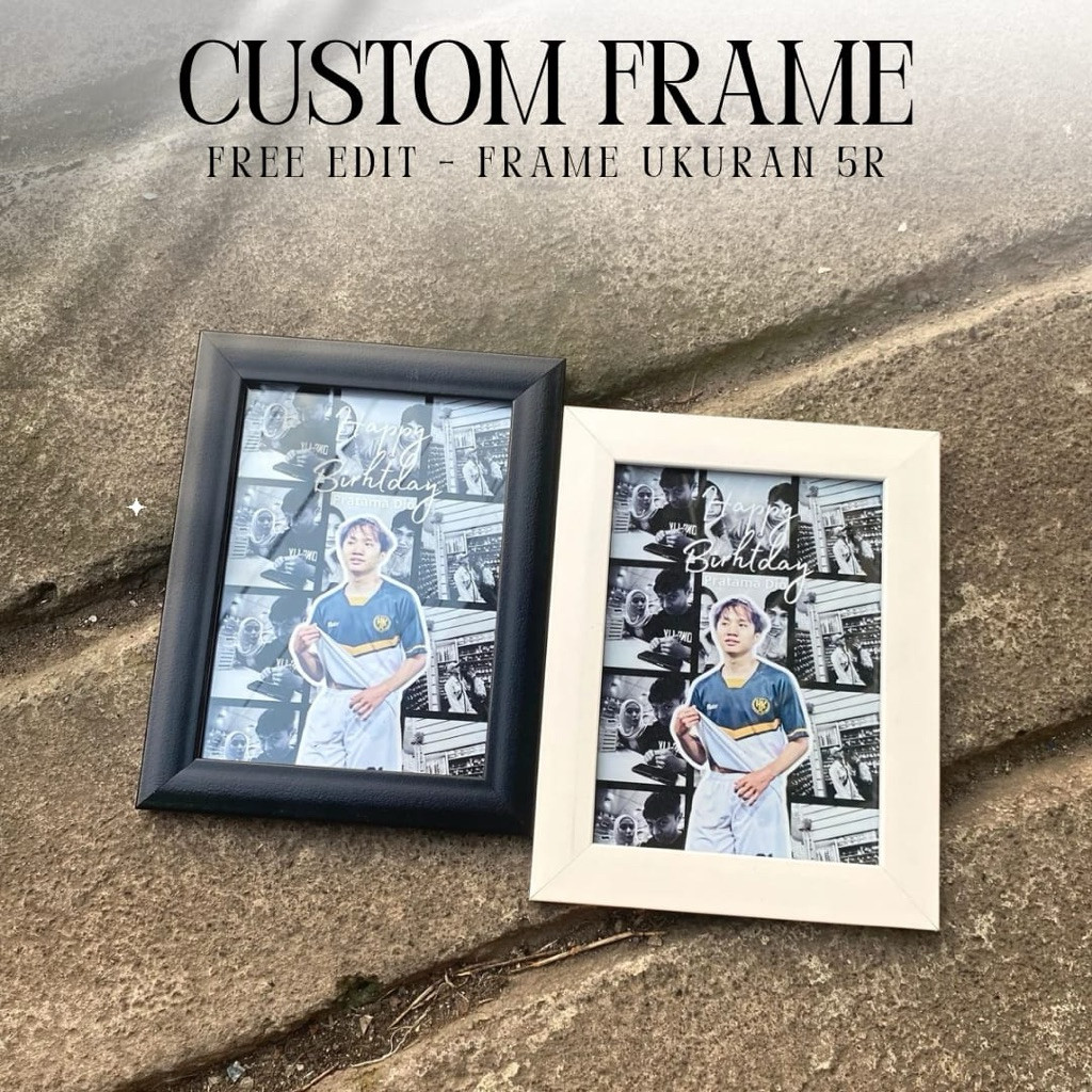 SAYGIFT Custom Photo Kolase Ucapan 5R (18x13cm) I Bingkai Kayu | Kado Ulang Tahun Wedding Anniversar